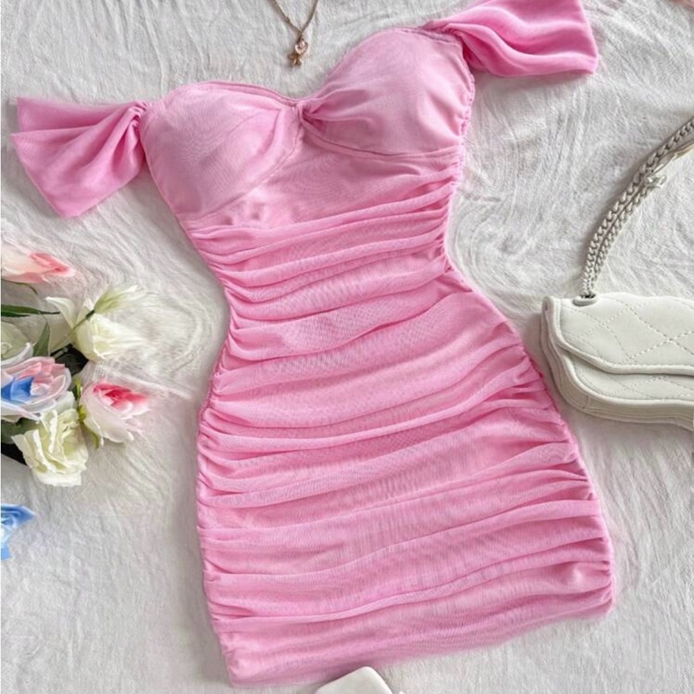 SHEIN Strapless Pink Dress